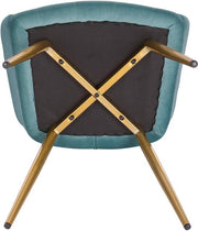Eetkamerstoel - Turquoise - Velvet - Gouden poten - Zithoogte 47cm - Set van 1