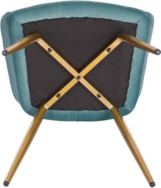 Eetkamerstoel - Turquoise - Velvet - Gouden poten - Zithoogte 47cm - Set van 1