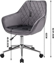Werkkruk - Donkergrijs - Velvet - Ergonomisch - Armleuning - Verstelbaar