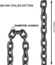 Kettingslinger - 4 ton - Rateltakel - katrol takel - Kettingtakel lier - 2.8m Hefhoogte - Hefboomtakel - Vier poot stalen haak