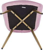 Happyment Stoel Divine - Eetkamerstoel - Roze Velvet - Gouden Metalen poten - set van 1 - Zithoogte 47cm - deluxe