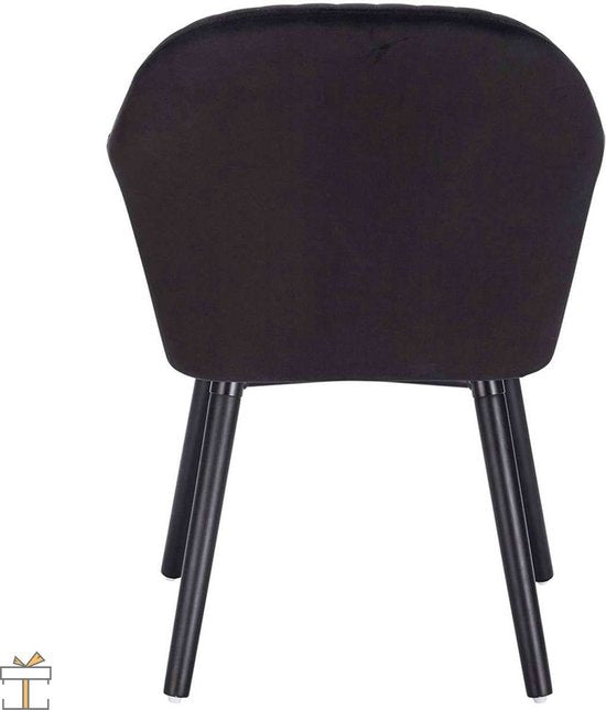 Eetkamerstoelen - Zwart Velvet - Kuipstoelen - Set van 4 - Met rugleuning