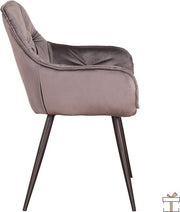Happyment Eetkamerstoelen Fluweel - Grijs - Woonkamerstoelen - Fauteuil - Keukenstoelen - Kuipstoel - Set van 2