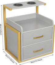 Wandkast - Hangkast - Muurkast - Opbergmeubel - Voor kapsalon - Opbergkast met wandmontage -Goud/Grijs