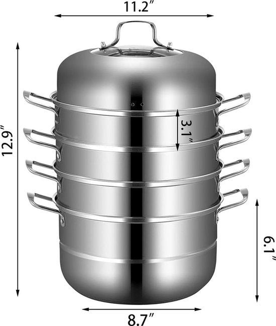 Multifunctionele Stoompannen - Steamer - Voorraad pot - Gestoomde gerechten - 5 lagen - 28 cm