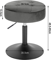Mini Barkruk - Grijs - Set van 1 - Kleine ronde kruk - Met opbergruimte - Keuken - Barstoel - Velvet - Verstelbaar in hoogte - Zithoogte 49-65cm