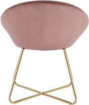 Happyment Bezoekersstoel Zita - Eetkamerstoel - Roze Velvet - Metalen poten - Set van 1 - Zithoogte 44 cm - Deluxe