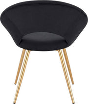Luxe Velvet Stoel - Zwart - Eetkamerstoel - Met armleuning - Vergaderstoel - Gouden Metalen poten - Set van 1 - Zithoogte 47cm