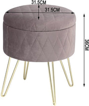 Happyment Poef deluxe - Voetenbank met opbergruimte - Roze - Opbergbox hocker - Zitkist met deskel - Velvet - 31.5x31.5x36cm