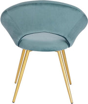 Luxe Velvet Eetkamerstoel - Turquoise - Met armleuning - Vergaderstoel - Gouden metalen poten - Set van 1 - Zithoogte 47cm