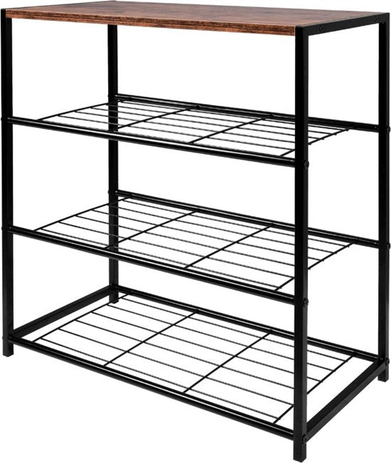 Happyment Luxe Schoenenrek - 9 paar - Schoenenbank vintage - Zwart