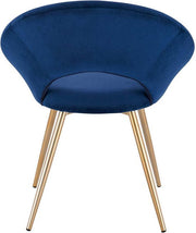Luxe Velvet Stoel - Blauw - Eetkamerstoel - Met armleuning - Vergaderstoel - Gouden Metalen poten - Set van 1 - Zithoogte 47cm