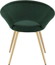 Luxe Velvet Stoel - Groen - Eetkamerstoel - Met armleuning - Vergaderstoel - Gouden Metalen poten - Set van 1 - Zithoogte 47cm