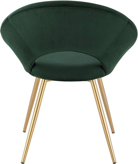 Luxe Velvet Stoel - Groen - Eetkamerstoel - Met armleuning - Vergaderstoel - Gouden Metalen poten - Set van 1 - Zithoogte 47cm