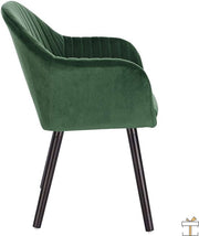 Happyment Eetkamerstoelen Groen Deluxe - Set van 4 - Woonkamerstoelen met rugleuning - Keukenstoelen - Fauteuil - Kuipstoel - Fluweel