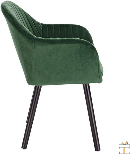Happyment Eetkamerstoelen Groen Deluxe - Set van 4 - Woonkamerstoelen met rugleuning - Keukenstoelen - Fauteuil - Kuipstoel - Fluweel