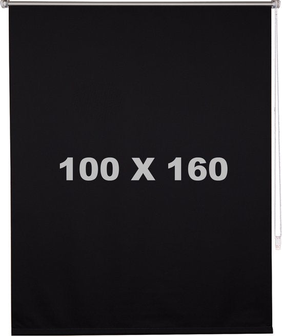 Happyment Luxe Rolgordijn Zwart - 100x160cm - Rolgordijnen verduisterend - Luxaflex - Isolerend - Zonder of met boren
