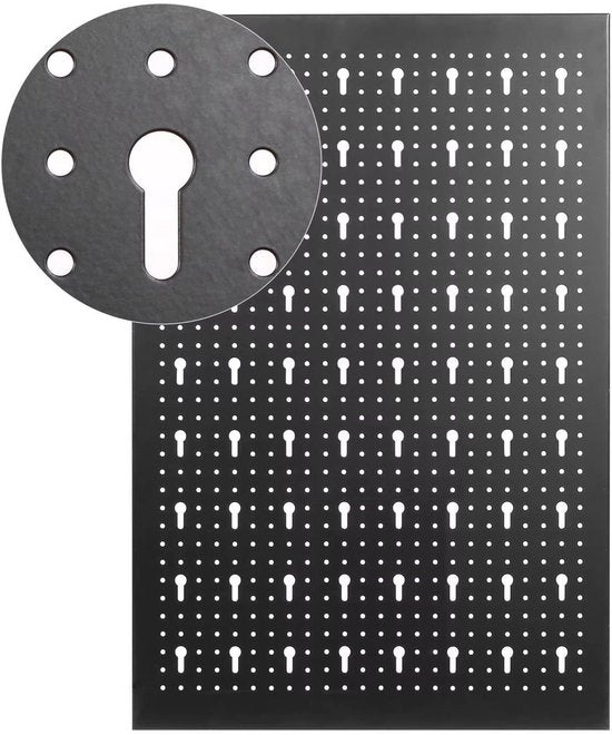 Gereedschapswand - 120x60cm - Pegboard - Gereedschapskast - Gereedschapwand - Gereedschapsbord - Gereedschap organizer - Metalen muur organizer - Tool organizer - Zwart/rood