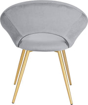Luxe Velvet Stoel - Lichtgrijs - Eetkamerstoel - Met armleuning - Vergaderstoel - Gouden Metalen poten - Set van 1 - Zithoogte 47cm