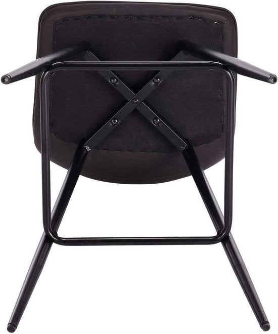 Barkruk Zizi Industrial - Antraciet - Barkrukken set van 2 - Barstoel Kruk - Barstoelen met rugleuning - Keukenstoel - Kunstleer