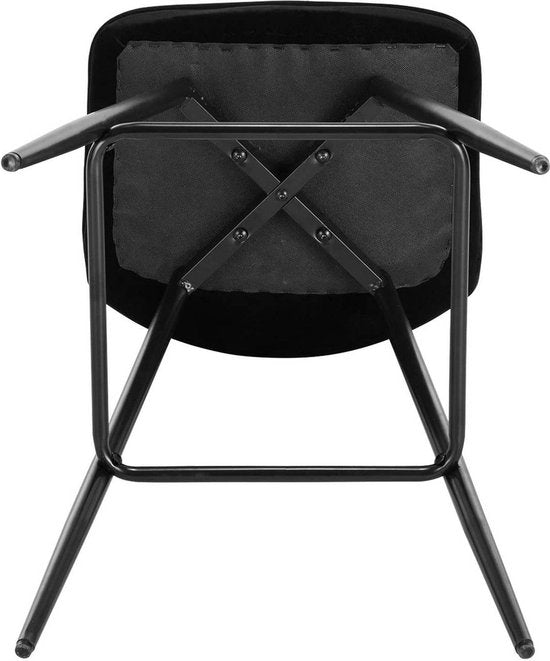 Barkruk Nisa Industrial - Zwart - Barkrukken set van 2 - Barstoel Kruk - Barstoelen met rugleuning - Keukenstoel - Velvet