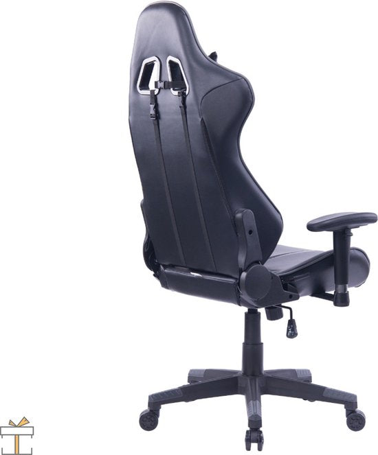 Happyment Luxe Gamestoel - Gaming stoel verstelbaar in hoogte - Chair - Ergonomische bureaustoel - Zwart/grijs