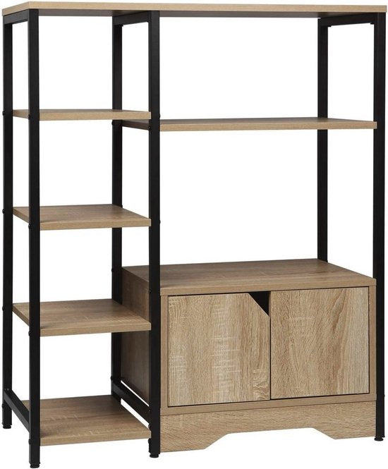 Bolt Edge Boekenkast - Industrieel - Oak/Zwart - 6 lagen - 80x35x97cm