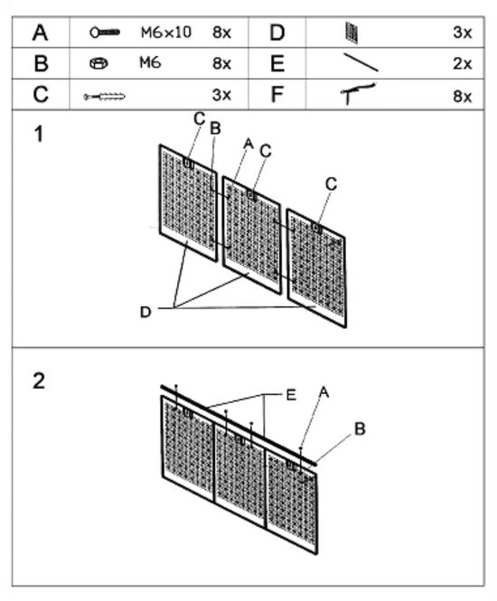 Gereedschapswand - 120x60cm - Pegboard - Gereedschapsbord - Gereedschapwand - Gereedschap organizer - Gereedschapskast - Metalen muur organizer - Tool organizer