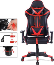 Happyment Gamestoel Derby - Kunstleer - Met rugleuning en armleuning - In hoogte verstelbaar - Ergonomisch - Rood/zwart