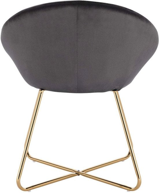 Happyment Bezoekersstoel Watford - Eetkamerstoel - Donkergrijs Velvet - Metalen poten - Set van 1 - Zithoogte 44 cm - Deluxe
