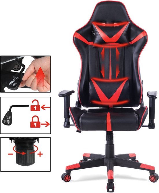 Bolt Edge Gamestoel - Kunstleer - Ergonomisch - Rug- en armleuningen - Rood/zwart