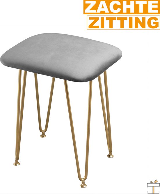 Happyment Kaptafel Deluxe - Inclusief spiegel en krukje - Grijs - Kinderen & volwassenen - Make up tafel voor meisjes - Black friday - Kerstcadeau