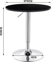 Bolt Edge Ronde Bartafel - Zwart Hout en Metaal - Verstelbare Hoogte 68-88cm - Voor Keuken en Binnengebruik - 60x60cm