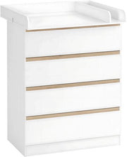 1 Set Wit Veranderende Tafel - Voor Kinderkamer - Aankleedkussen en Dresser met 4 Laden - 80x75x109,2 cm Baby Opslag Unit