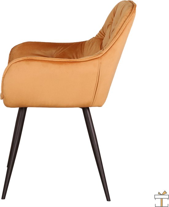 Happyment Eetkamerstoelen Fluweel - Oranje - Woonkamerstoelen - Fauteuil - Keukenstoelen - Kuipstoel - Set van 2