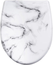 Antibacteriële Toiletbril Wit marmer - Met Softclose - Universeel - Toiletbrillen met print - WC Bril - Toiletzitting