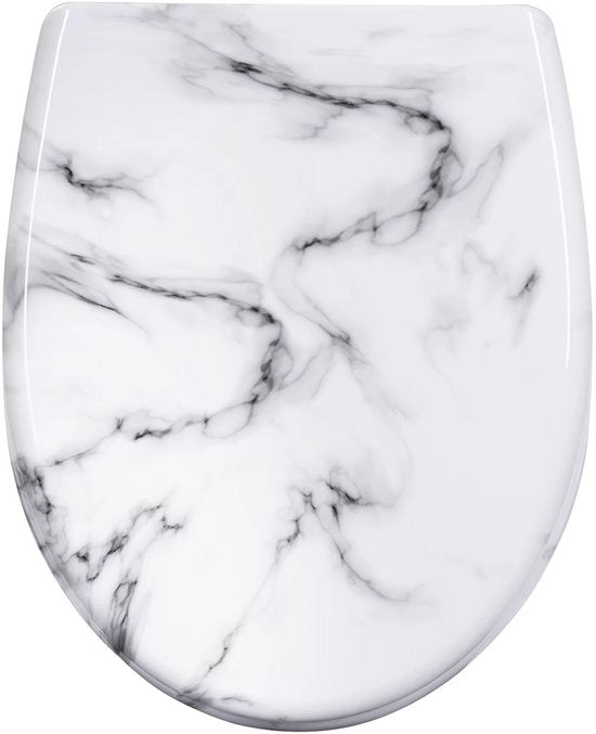 Antibacteriële Toiletbril Wit marmer - Met Softclose - Universeel - Toiletbrillen met print - WC Bril - Toiletzitting
