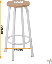 Barkruk - Set van 2 - Zonder rugleuning - Wit/bruin - 30x30x70cm