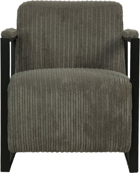 Happyment Moderne Fauteuil - Voor binnen - Grijs - Loungestoel met hoofdkussen - Volwassenen - Loungezetel - Modern