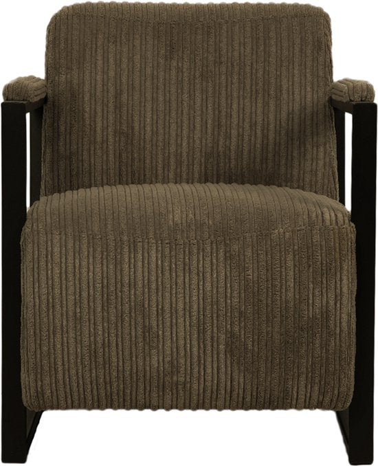 Happyment Luxe Fauteuil - Voor binnen - Bruin - Loungestoel met hoofdkussen - Volwassenen - Loungezetel - Modern