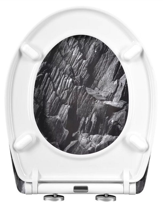 Antibacteriële Toiletbril stoney - Met Softclose - Universeel - Toiletbrillen met print - WC Bril - Toiletzitting