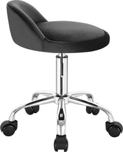 Luxe werkkruk - Op wielen - Donkergrijs - Zadelkruk - Kapperskruk - Tabouret draaikruk - Zonder rugleuning - Ergonomisch - Velvet