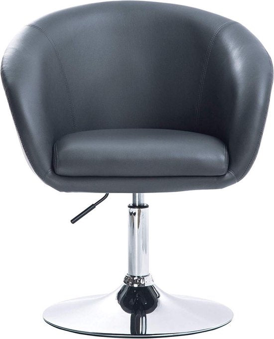 Barkruk Nero Deluxe - Industrial - Grijs - Barkrukken set van 1 - Barstoel Kruk - Barstoelen met rugleuning - Keukenstoel - In hoogte verstelbaar - Kunstleer
