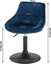Bolt Edge Barkruk - Industrial - Blauw - Velvet - Verstelbaar - Met rugleuning - Set van 1