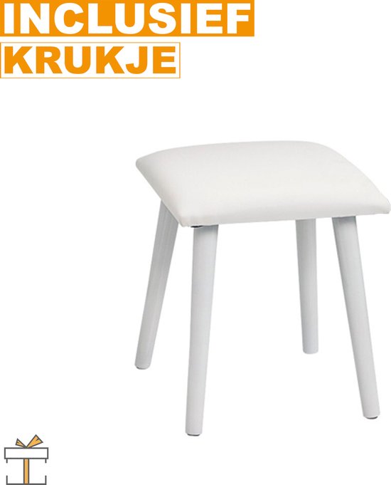 Happyment® Luxe kaptafel met spiegel - Wit - Make up tafel voor meisjes - Kinderen & volwassenen - 100x40x75cm