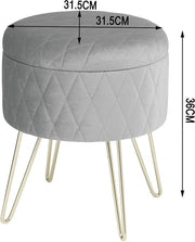 Bolt Edge Poef - Lichtgrijs - Velvet - Met opbergruimte - 31.5x31.5x36cm