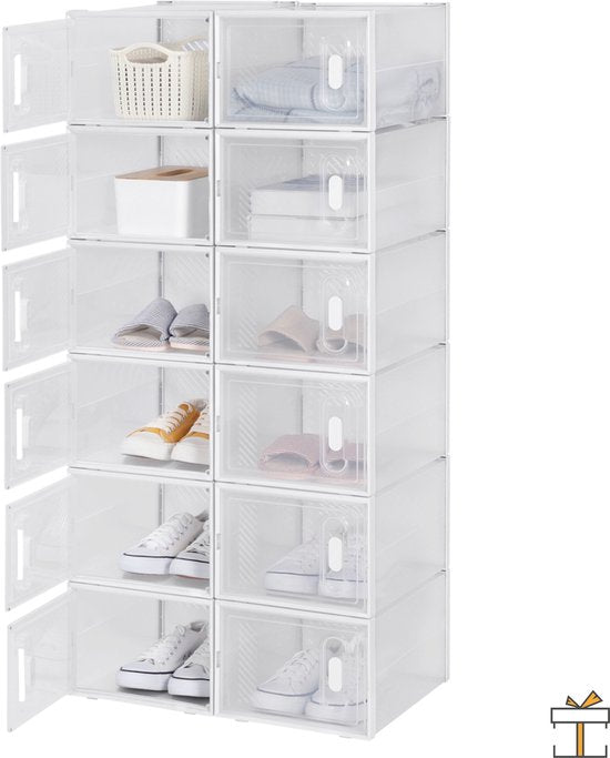 Happyment Schoenenbox PRO - 12 stuks - Transparant - Sneakerbox - Schoenendoos - Opbergsysteem - Opbergbox