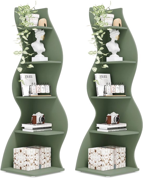 Moderne boekenkast 5 lagen - Groen - Boekenrek - Woonkamer, slaapkamer en kinderkamer - 50 × 48 cm × 177 cm - Hout