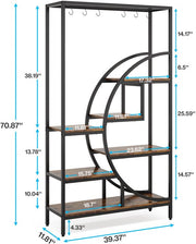 Plantenstandaard - Plantenrek Buiten - Bloemenpot - Voor binnen en buiten - 7 Lagen en S-Haken - Bruin - 179 cm hoog × 100 cm breed × 30 cm diep