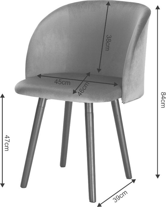 Stoelen Set van 4 - Velvet Roze - Met Armleuning - Eetkamerstoel - Vergaderstoel